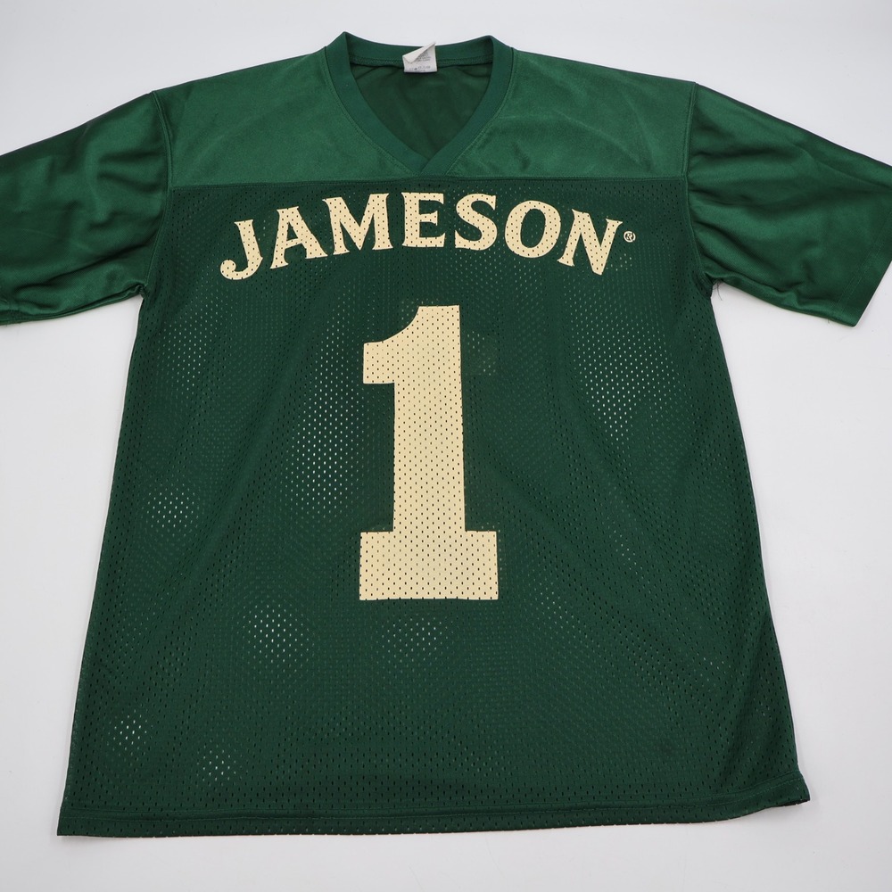 Jameson Football Jersey Mens Medium Green Mesh Graphic V-Neck Shirt